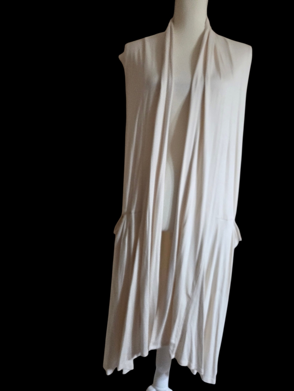 Agnes & Dora Cream Draped Maxi Vest